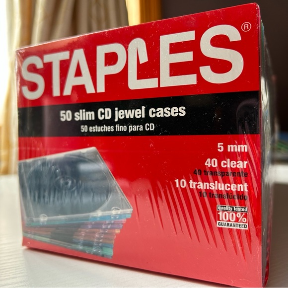 New in Wrap Staples 50 Slim CD Jewel Cases - Picture 3 of 4